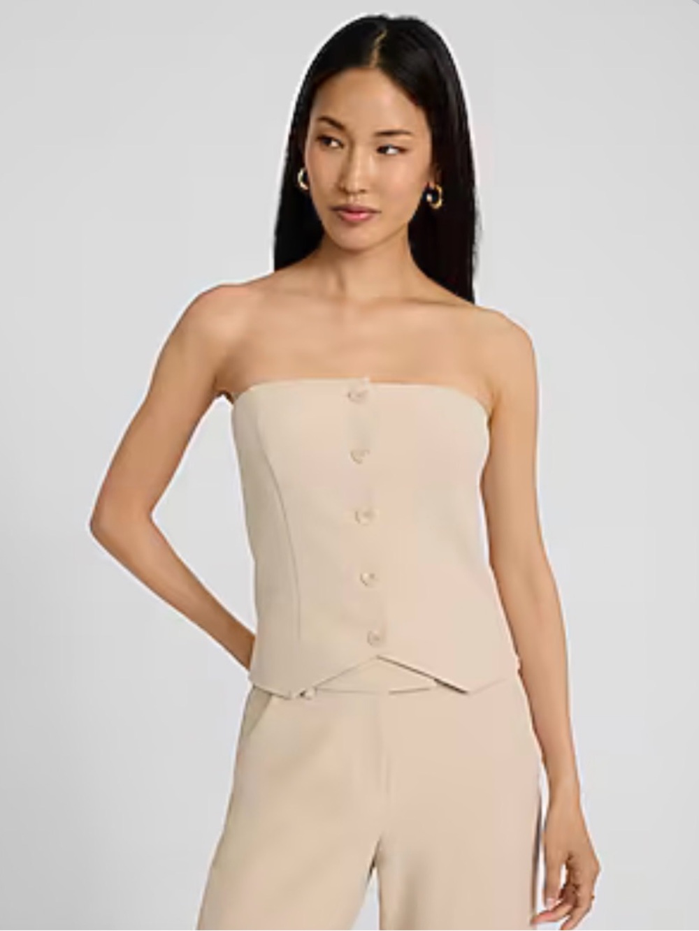 EXPRESS Strapless Button Front Tailored Tube Top in Signature Stretch